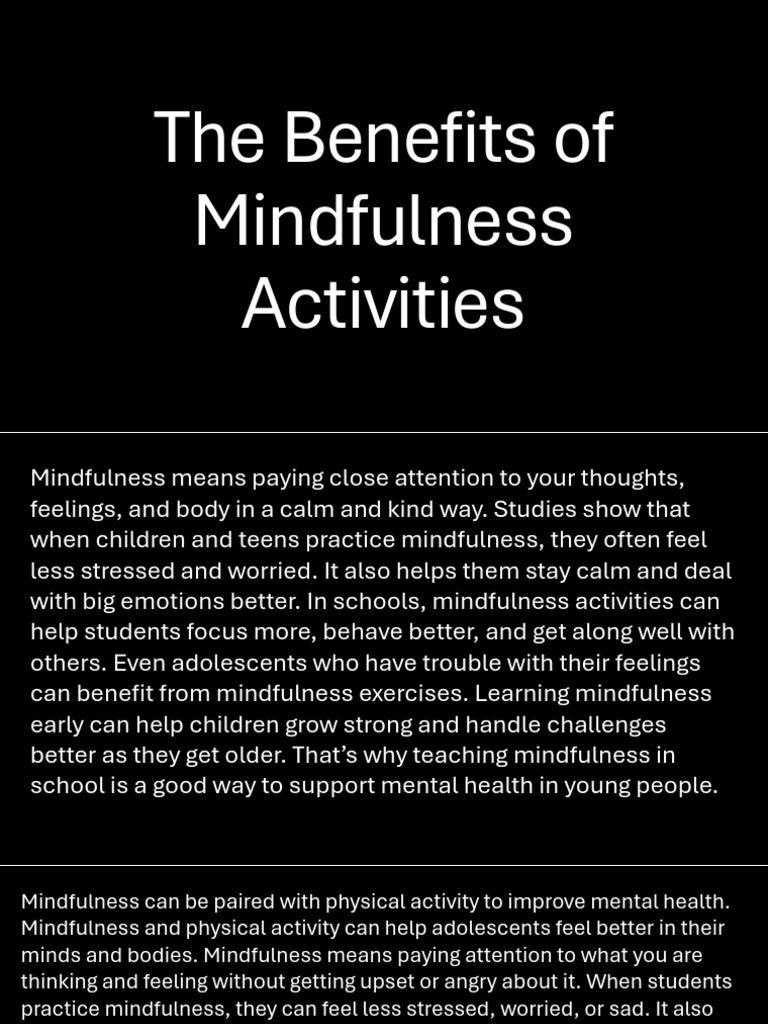 Mindfulness Activities for Kids' Wellbeing | PDF | Mindfulness ...