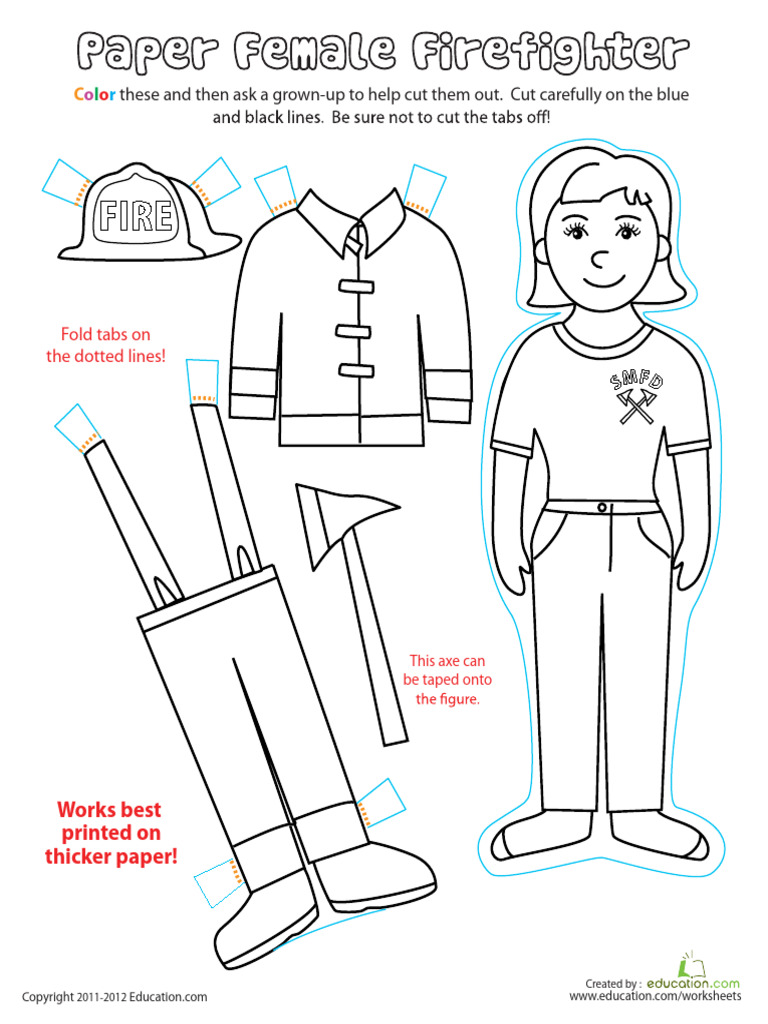 Firefighter Paper Doll Activity | PDF