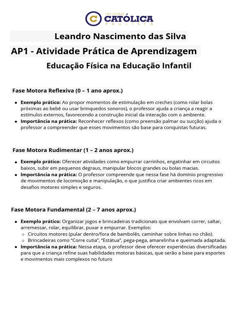 AP1 - Atividade Prática de Aprendizagem | PDF