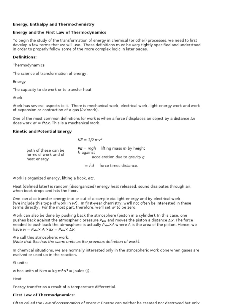 Thermochemistry and Energy Basics | PDF | Enthalpy | Heat