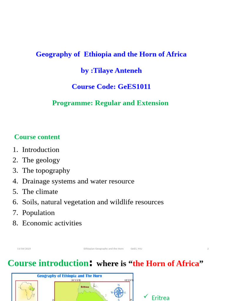 Ethiopia and Horn of Africa Geography | PDF | Horn Of Africa | Map