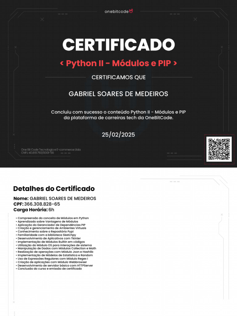 Certificado Python II: Módulos e PIP | PDF