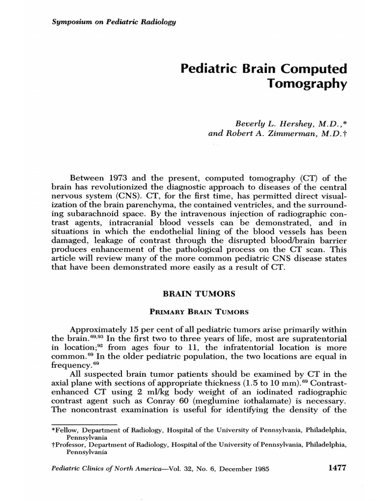 Pediatric Brain CT: Tumor Insights | PDF | Thrombosis | Traumatic Brain ...