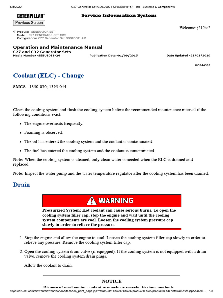 C27 Generator Set Cooling System Guide | PDF | Coolant | Mechanical ...