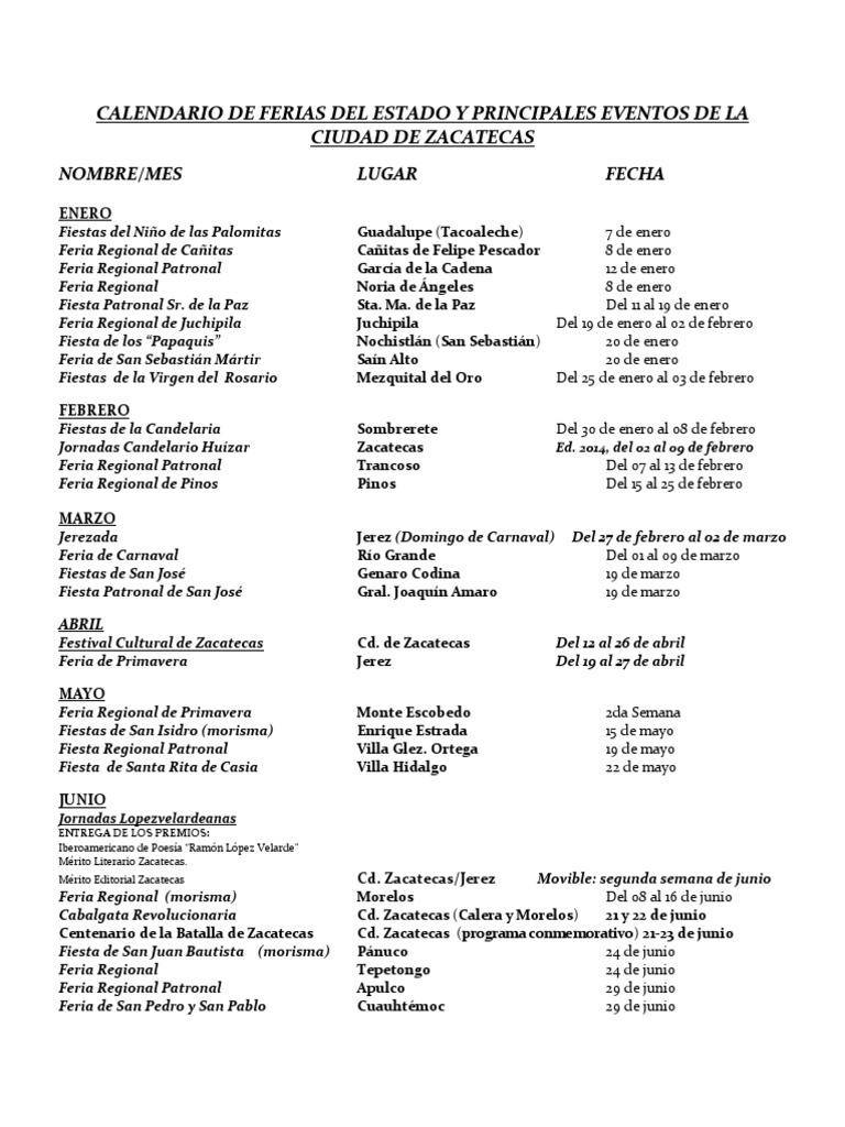 CALENDARIO de Ferias y Fiestas | PDF | Santos cristianos