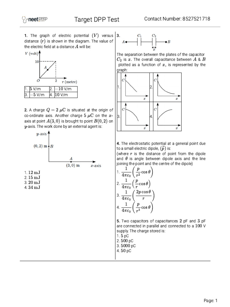 Electric Potential and Capacitor Concepts | PDF | Capacitor | Capacitance