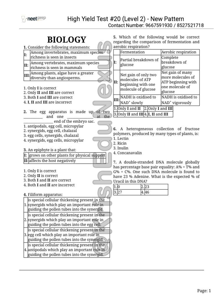 High Yield Test #20 (Level 2) - New Pattern | PDF | Luteinizing Hormone ...