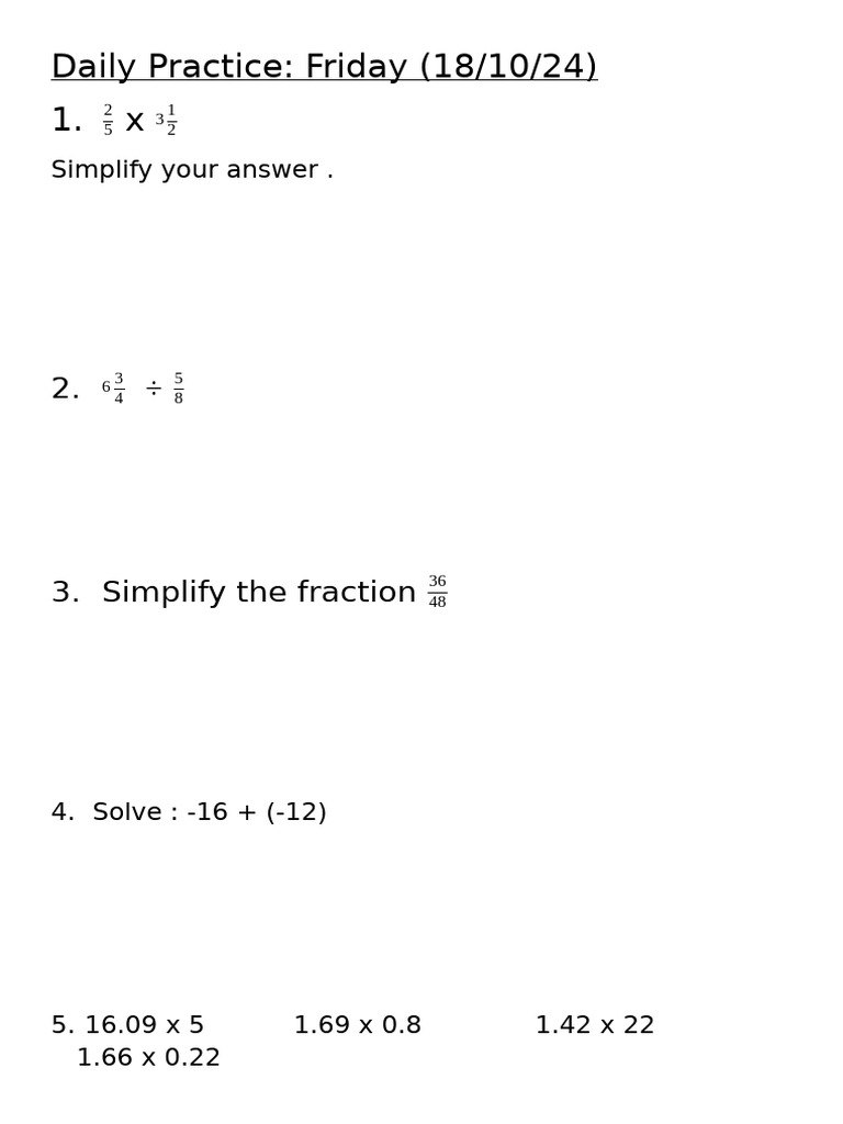 Daily Math and Writing Practice Worksheets | PDF | Area | Ratio