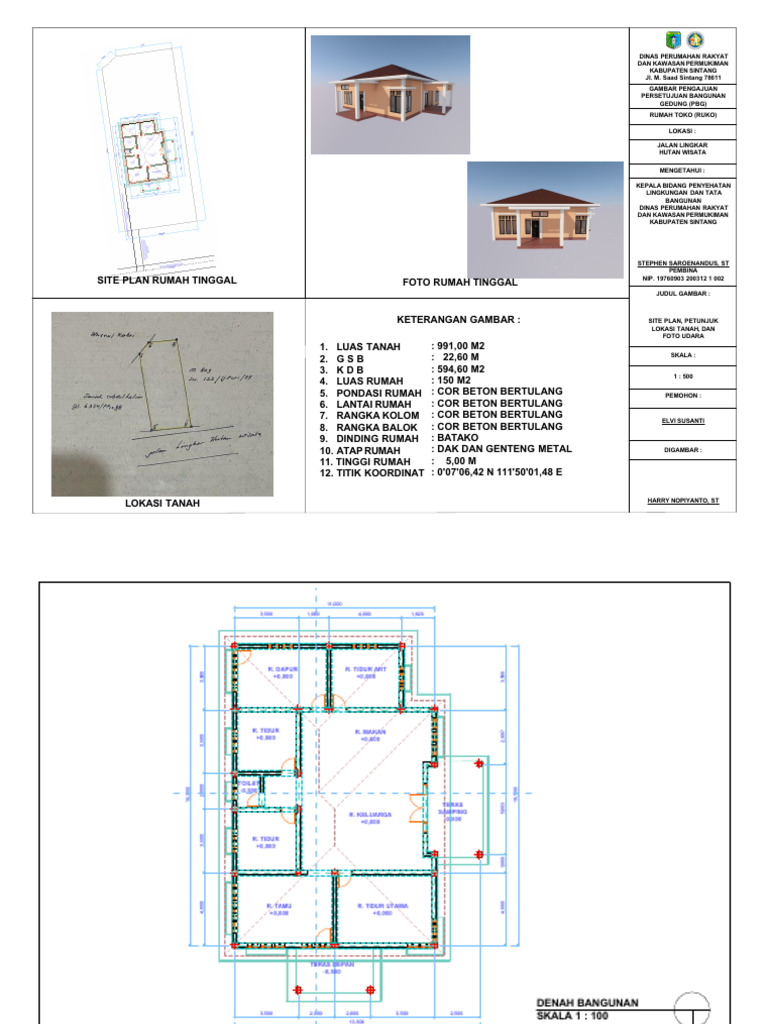 Site Plan dan Denah Ruko Sintang | PDF