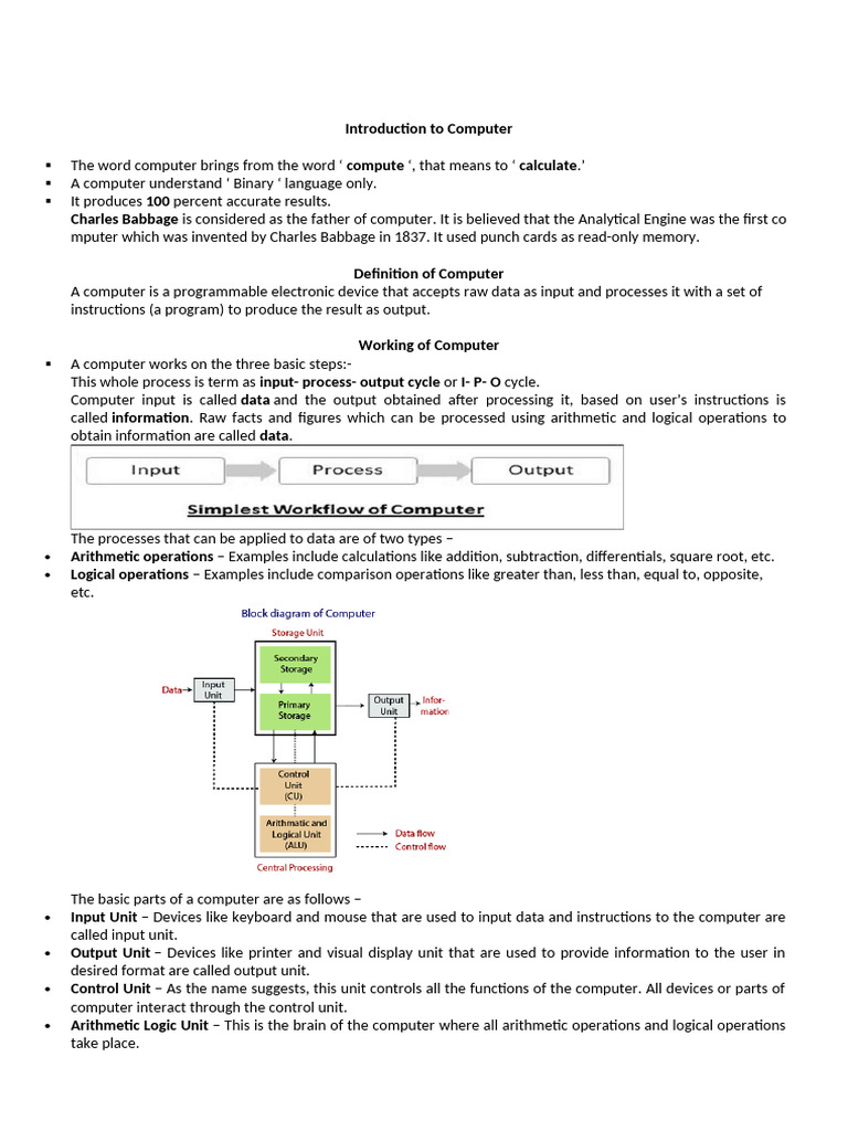 Overview of Computer Basics and Generations | PDF | Computer Data ...