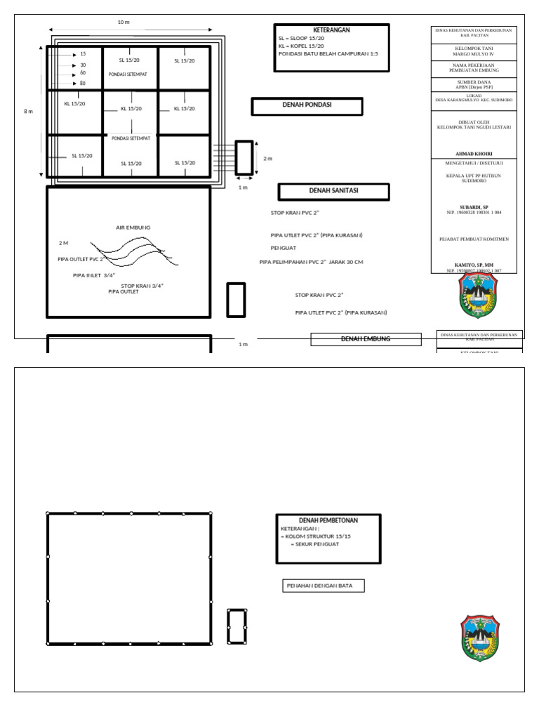 Desain Embung Pertanian Karangmulyo | PDF