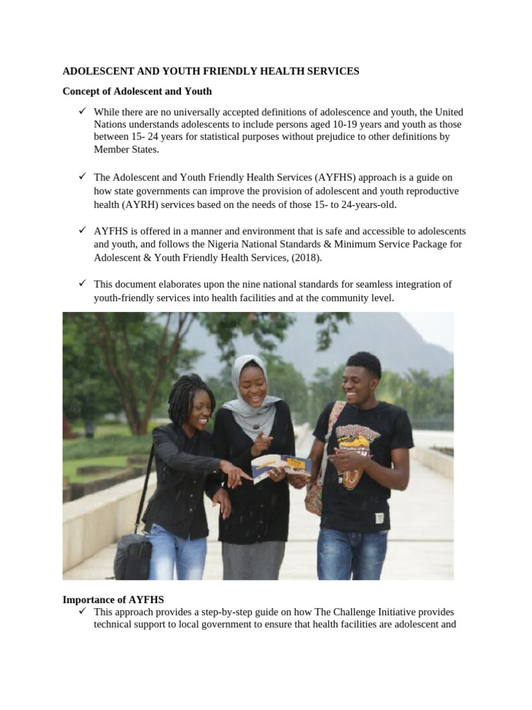 Adolescent & Youth-Friendly Health Services | PDF | Adolescence | Youth