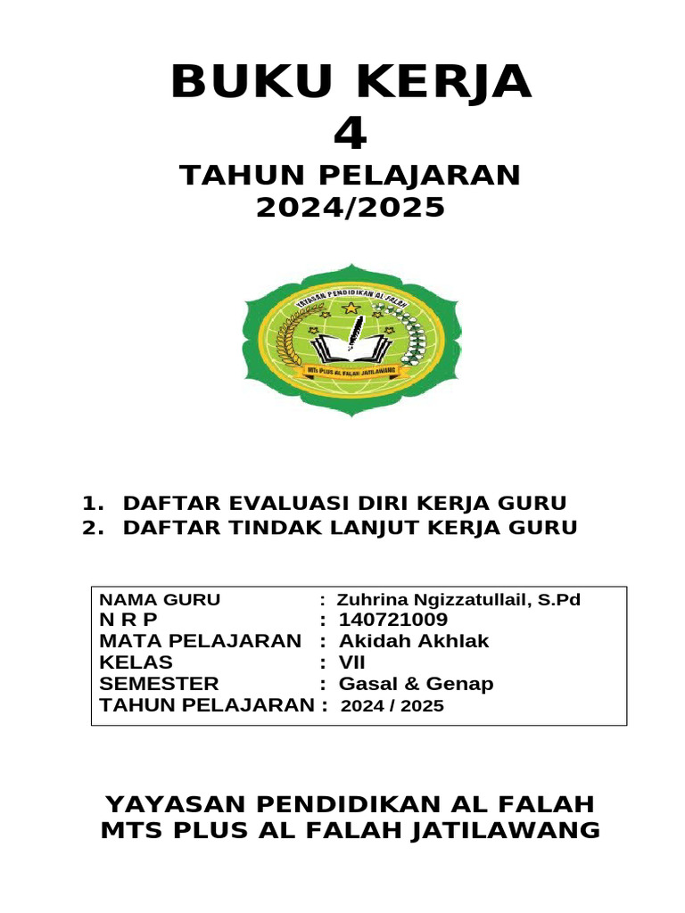 Evaluasi dan Rencana Kerja Guru 2024/2025 | PDF