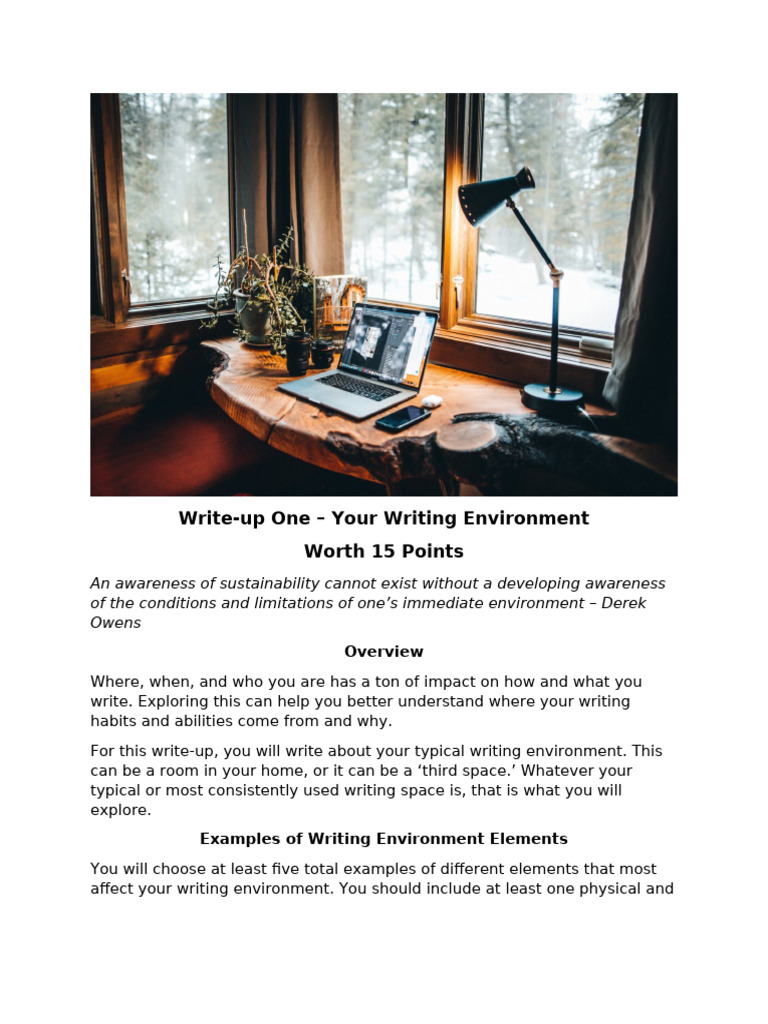 Assignment Sheet - Write-up One (Writing Environments) | PDF ...