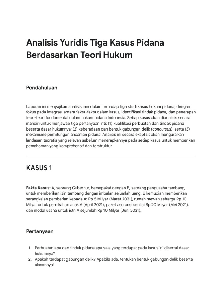 Analisis Kasus Pidana dan Teori Hukum | PDF