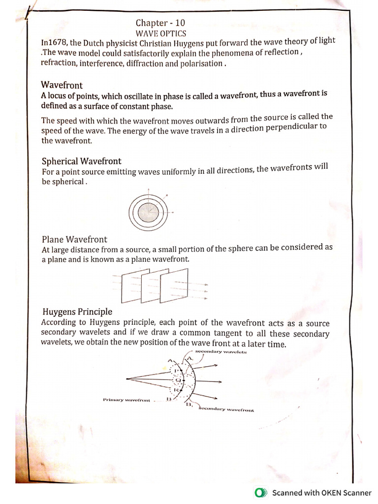 Wave Optics - Notes | PDF