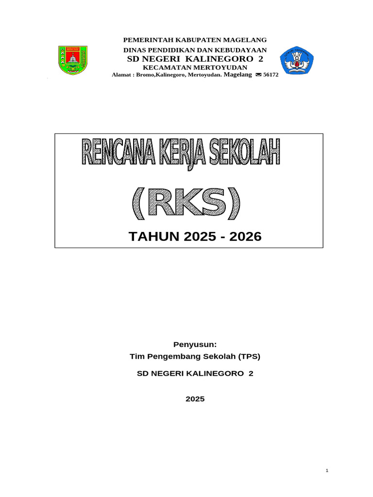 Rencana Kerja SD Kalinegoro 2 2025-2026 | PDF
