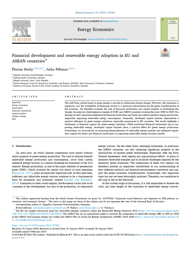 Financial Development and Renewable Energy Adoption in EU 2024 Energy ...