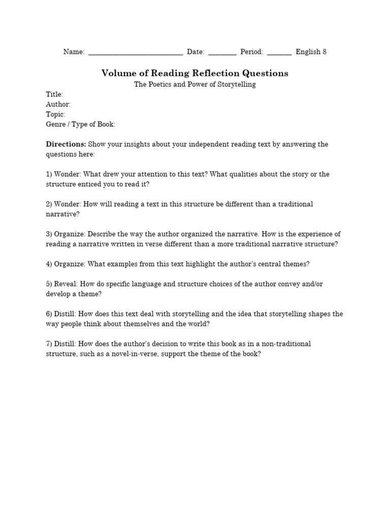 Reading Reflection on Storytelling Techniques | PDF