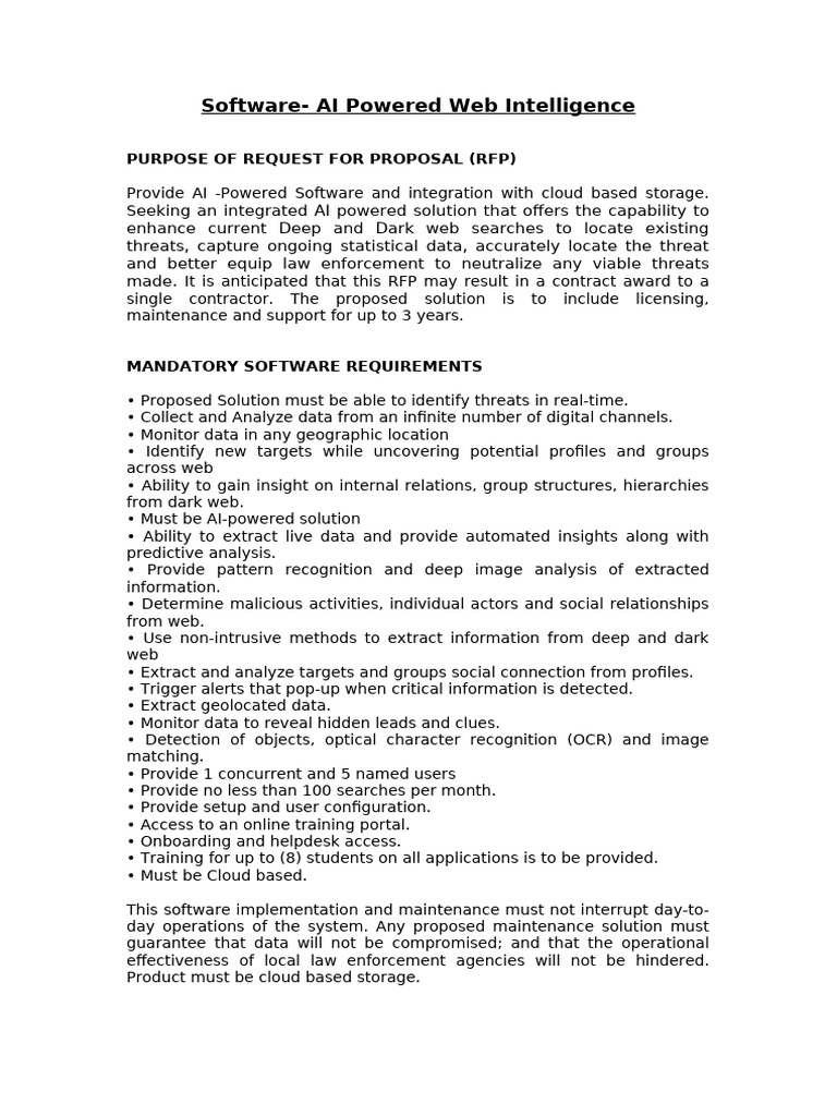 AI-Powered Threat Detection Software RFP | PDF
