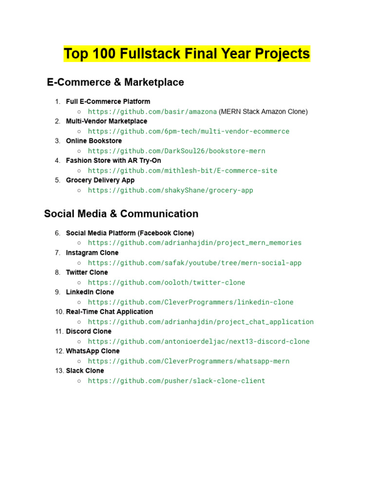 Top 100 Fullstack Final Year Projects | PDF | World Wide Web | Internet ...