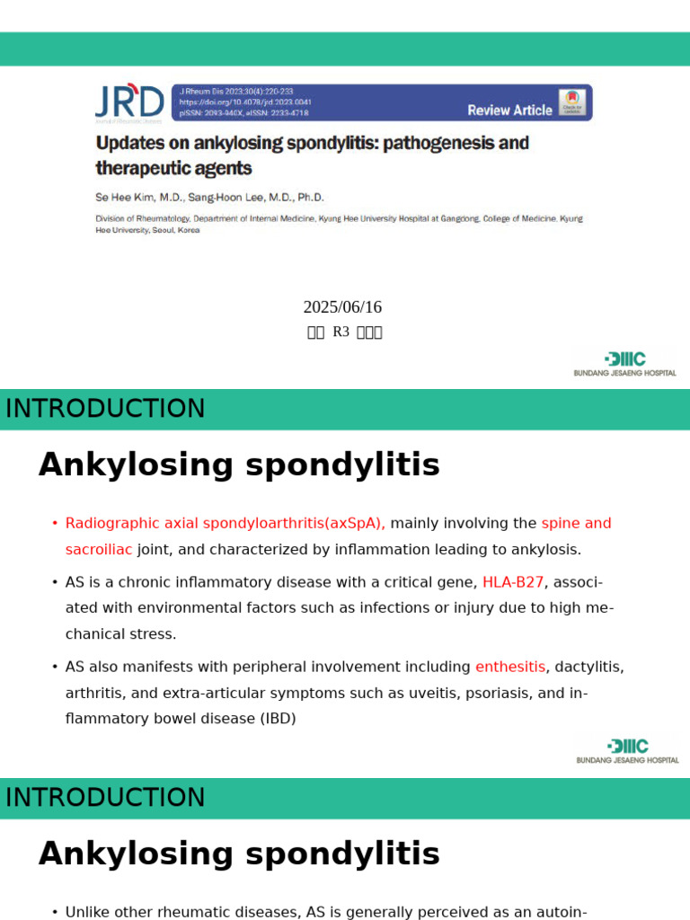 Ankylosing Spondylitis: Inflammation & Treatment | PDF | Immune System ...