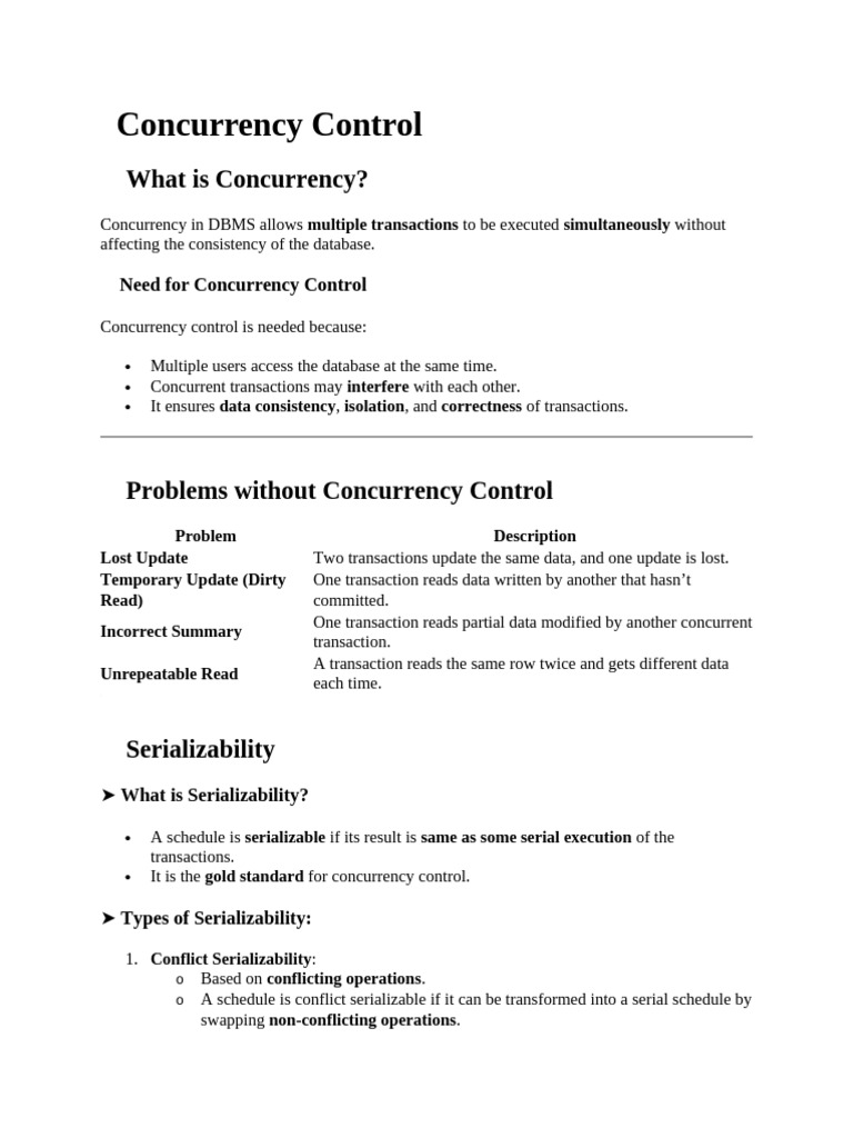Concurrency Control in Databases | PDF | Database Transaction ...
