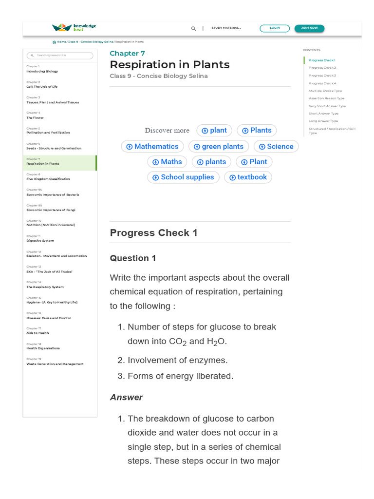Chapter 7 Respiration in Plants | PDF | Cellular Respiration | Glucose
