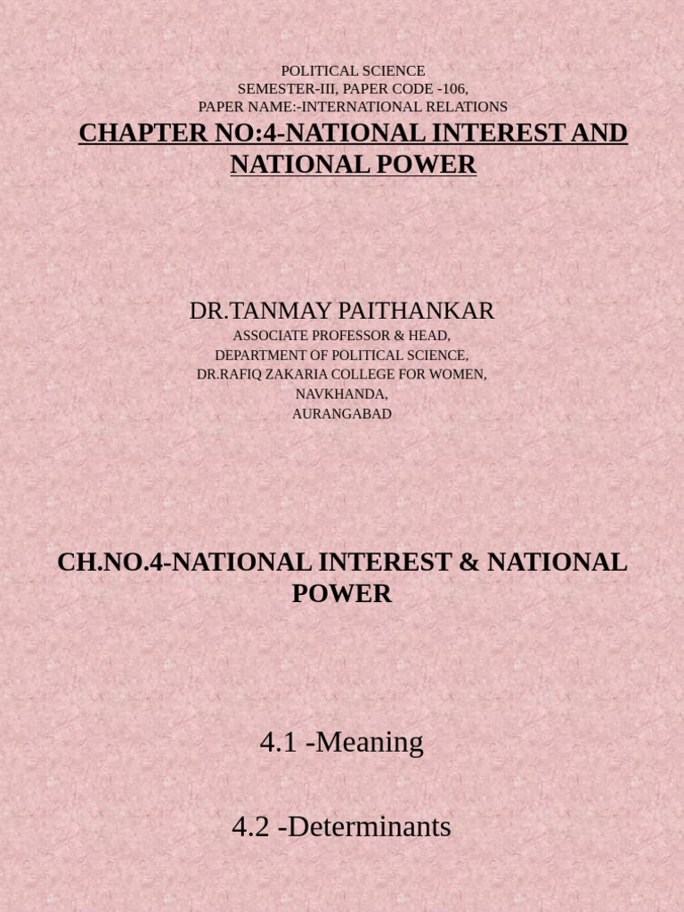 National Interest and Power in IR | PDF | Military | Diplomacy