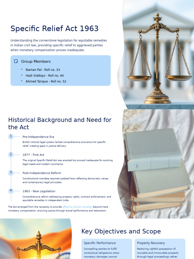 Specific Relief Act 1963 Overview | PDF | Legal Remedy | Injunction