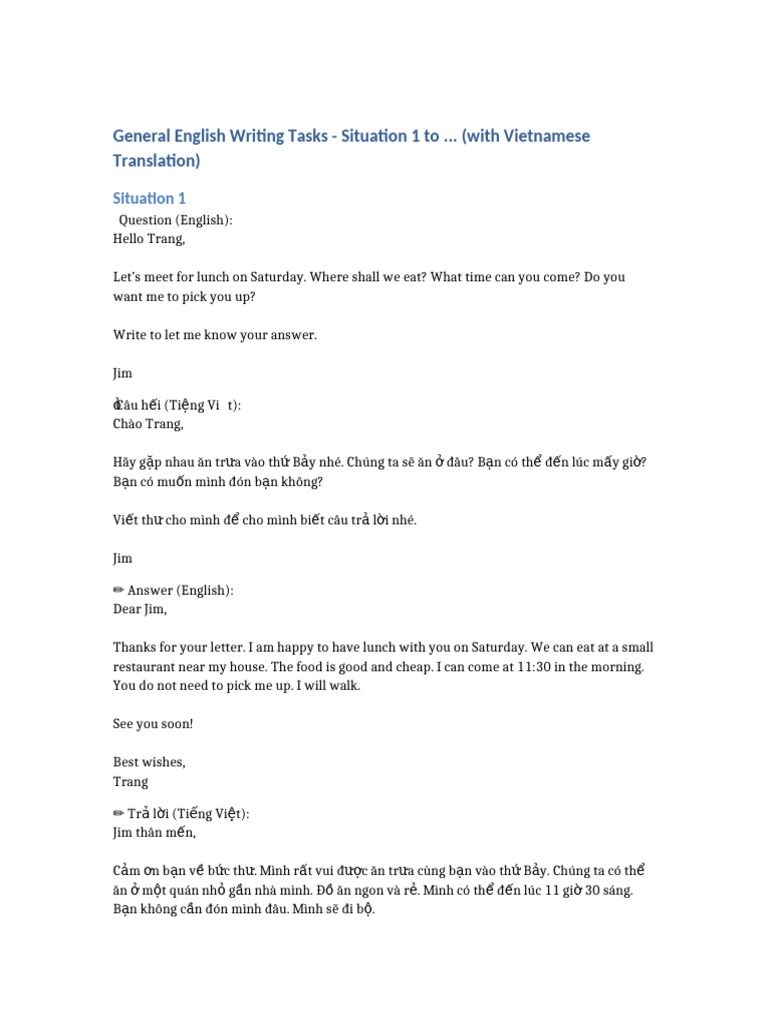 English Writing Situations | PDF