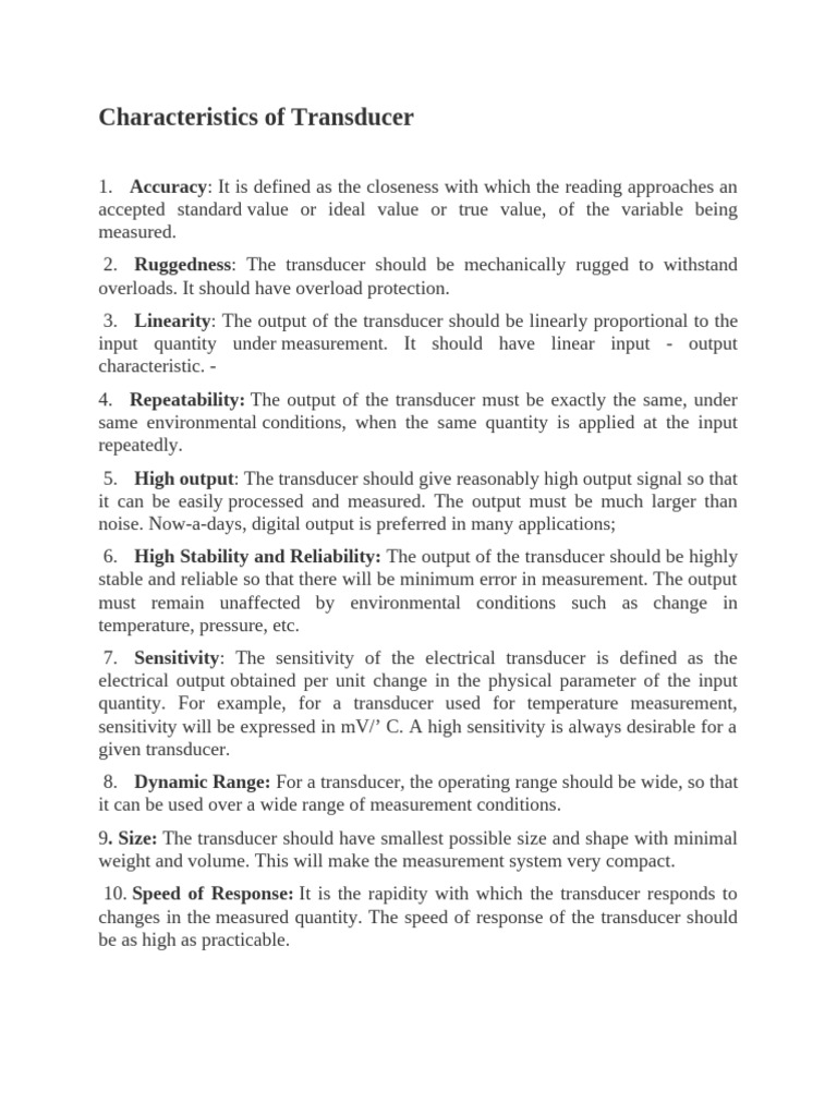 Characteristics of Transducer | PDF