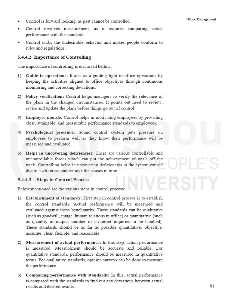 Office Management Control Processes Explained | PDF | Quantitative ...