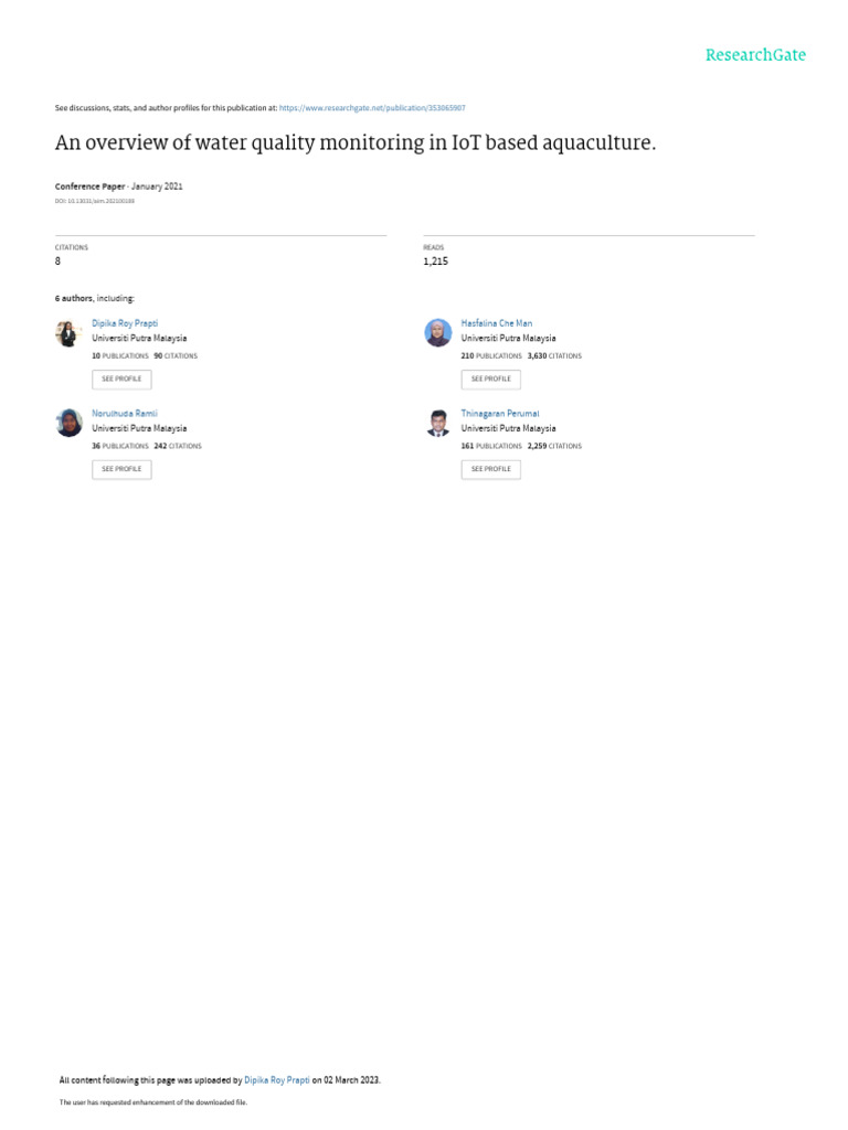 IoT Water Quality Monitoring in Aquaculture | PDF | Internet Of Things ...