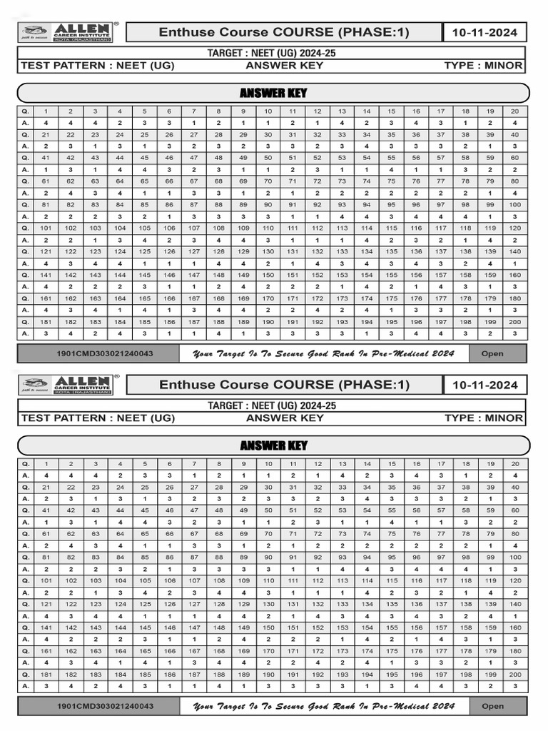 Class 12th Complete Answer Key 2 | PDF