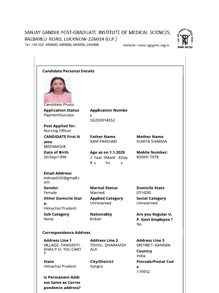 Sgpgi Form | PDF