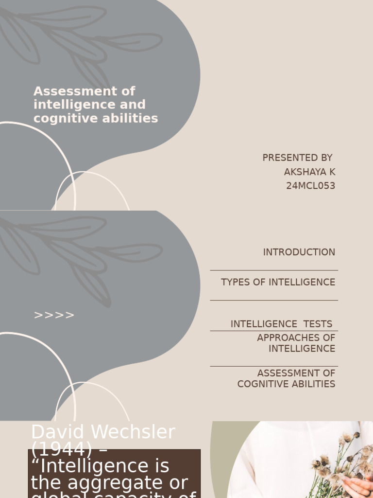 Intelligence and Cognitive Abilities Assessment | PDF | Wechsler Adult ...