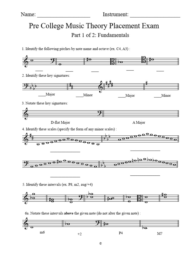 Pre College Music Theory Exam | PDF | Chord (Music) | Harmony