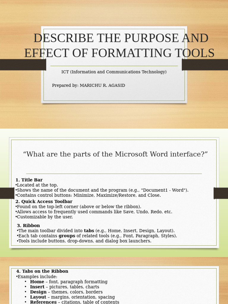 Purpose of Formatting Tools Explained | PDF | Window (Computing ...