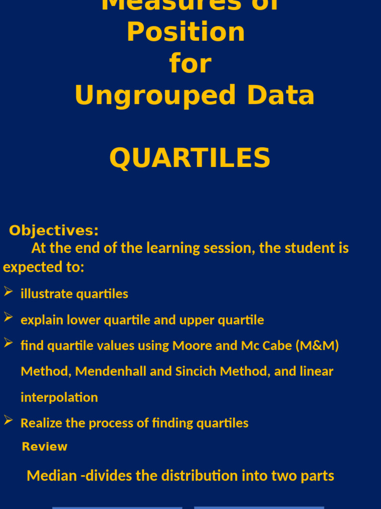 Measures of Position Ungrouped Data Ob | PDF | Quartile | Descriptive ...