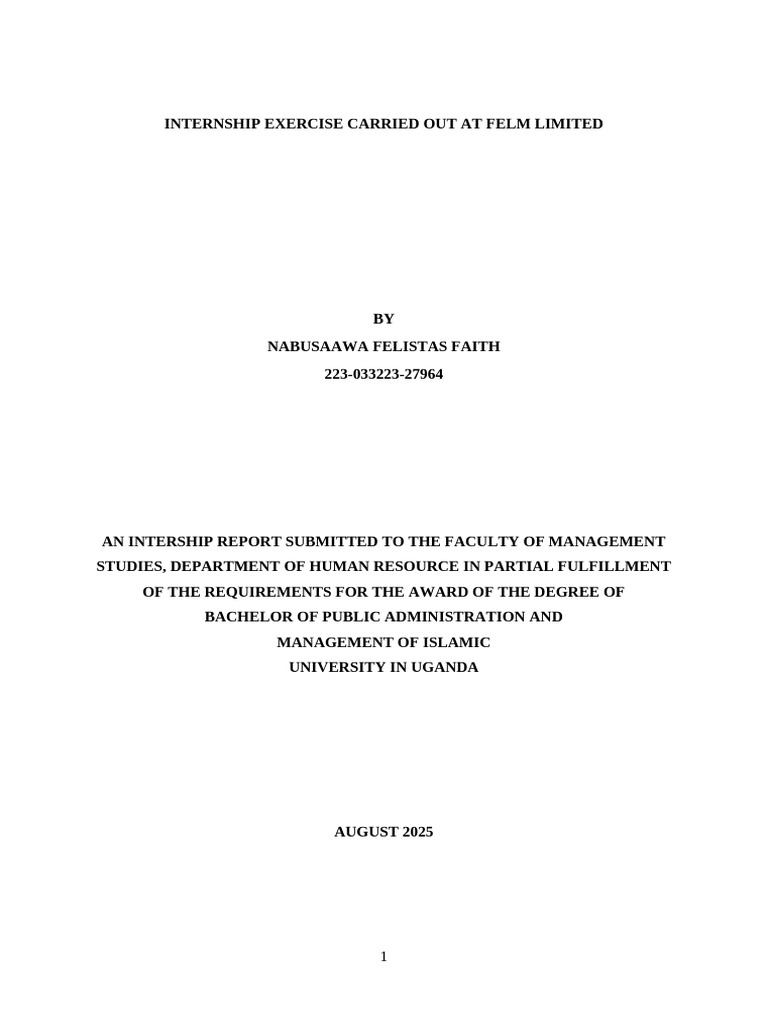 Internship Report at Felm Limited | PDF | Human Resource Management ...