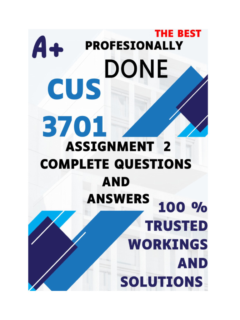 CUS3701 Complete Assignment Answers | PDF | Learning | Differentiated ...