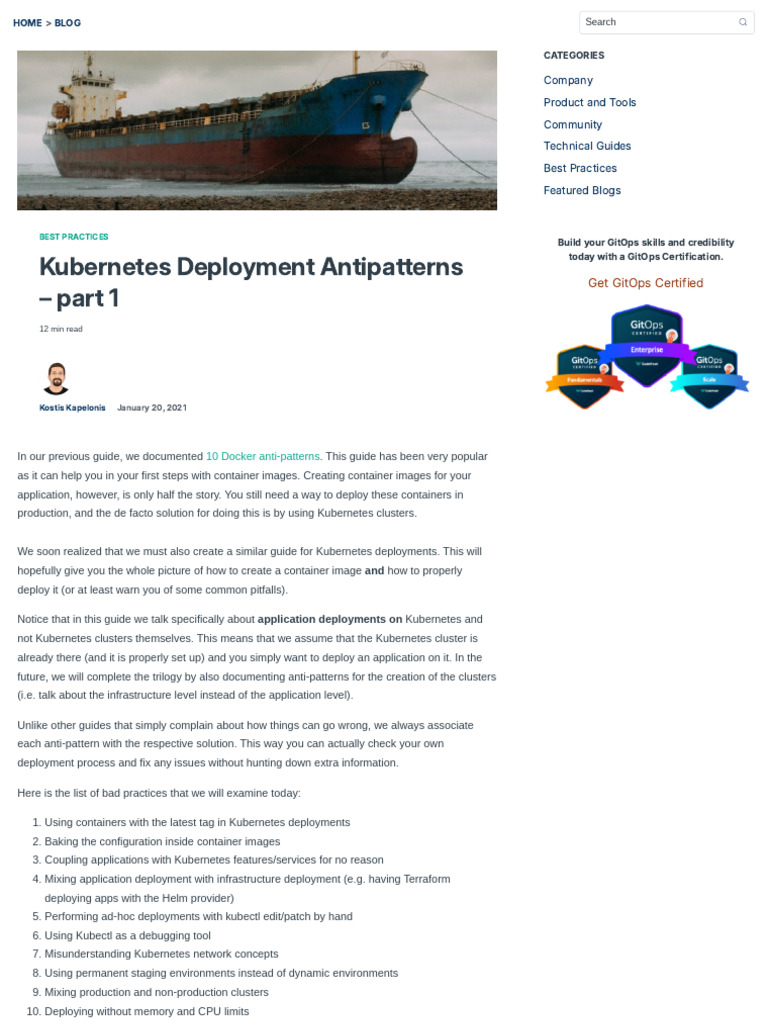 Kubernetes Deployment Anti-Patterns Guide | PDF | Computing | Software ...