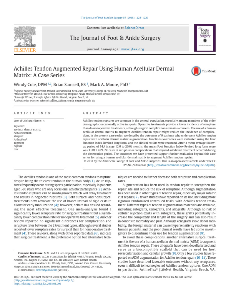 Achilles Tendon Augmented Repair Using Human Acell | PDF | Medical ...