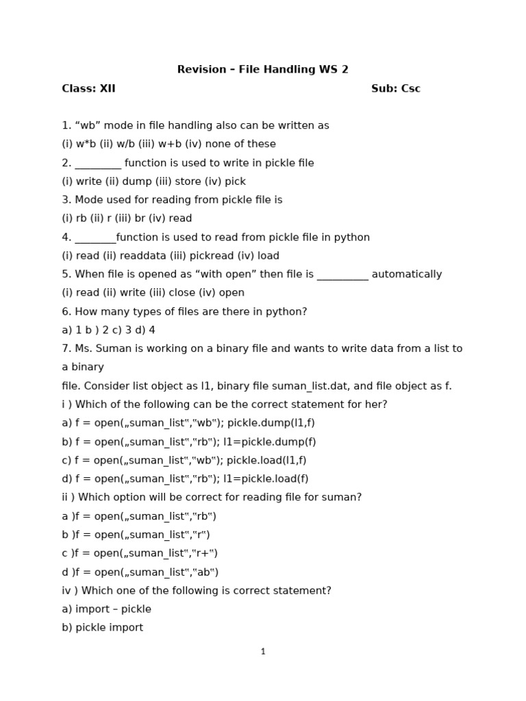 File Handling in Python: Class XII Guide | PDF | Computer File ...