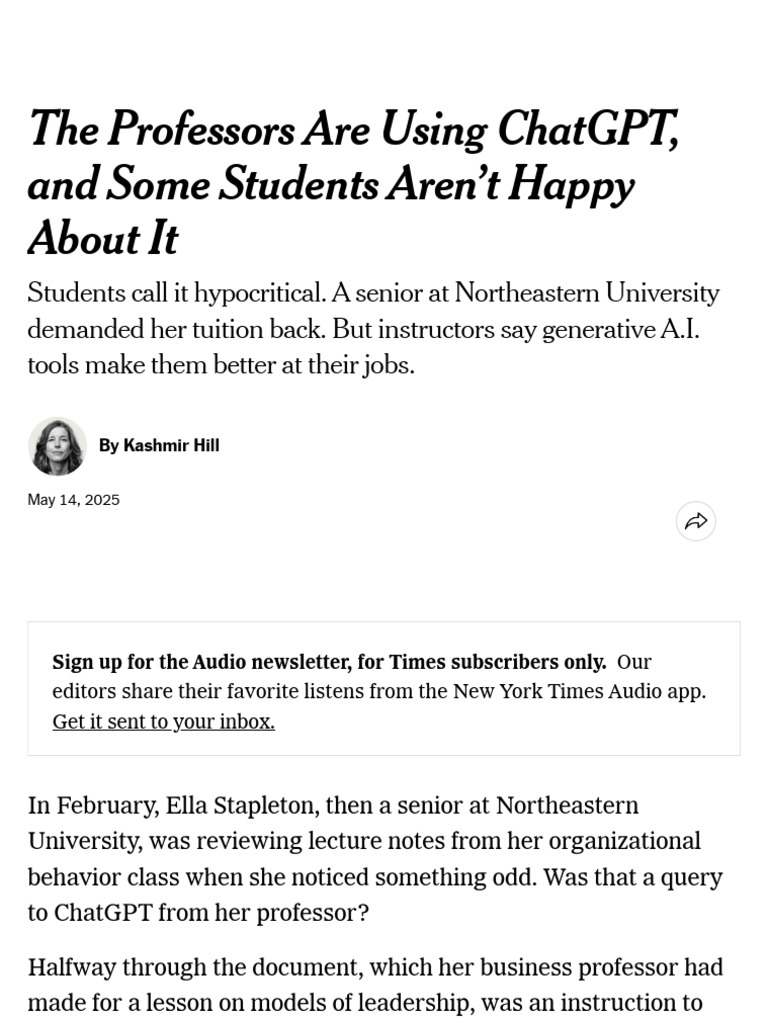Professors Using ChatGPT: Student Backlash | PDF | Artificial ...