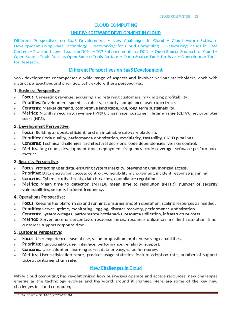SaaS Development Challenges in Cloud Computing | PDF | Cloud Computing ...
