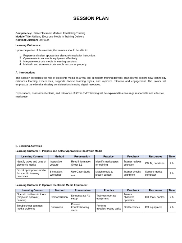Session Plan Utilize | PDF | Educational Technology | Learning