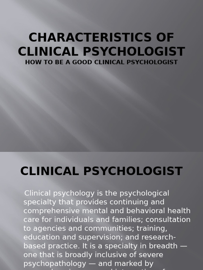 Lec-2 Characteristics of Clinical Psychologist (Clinical Psychology) | PDF  | Clinical Psychology | Psychology, image size:768x1024