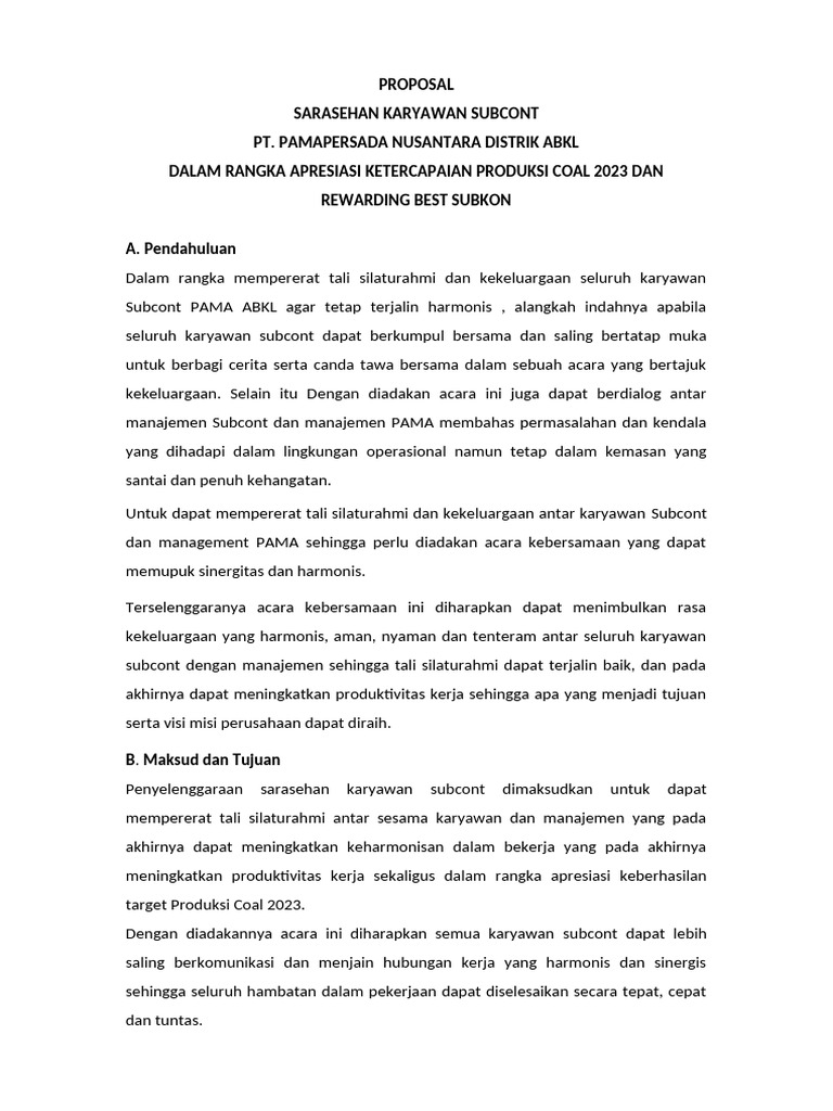 Sarasehan Karyawan Subcont PAMA 2024 | PDF